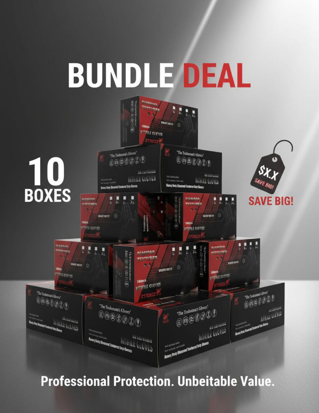 1,000- 8mil Diamond Textured Disposable Nitrile Gloves (10 Boxes)